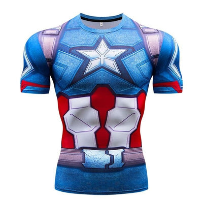 MMA Captain America Gym Sport t shirt Men T-Shirt Printed Anime Superman tshirt Tops Male Fitness Crossfit Compression Shirts